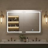 DeerValley Led Lighted Medicine Cabinet with Mirror, 48" W x 32" H Mirrored Medicine Cabinet with Lights for Bathroom with Defogger & Dimmable 3-Color