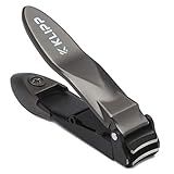 Nail Clippers for Men with Catcher - KLIPP Heavy Duty Razor-Sharp Self-Collecting Nail Cutter, Ergonomic Lever for Fingernails & Toenails, Ideal Gift for Men & Grooming Gifts Includes Ziplock Pouch