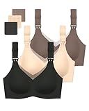 Gailife 3 Pack Nursing Bras for Breastfeeding Seamless V Neck Mesh Maternity Bra Comfort Pregnancy Sleep Bralette - L, Black/Beige/Grey