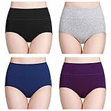 wirarpa 4 Pack Women's Cotton Postpartum Underwear High Waisted Ladies Panties Full Coverage Briefs Assorted X-Large