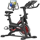 GOFLYSHINE Exercise Bikes Stationary,Exercise Bike for Home Indoor Cycling Bike for Home Cardio Gym,Workout Bike with pad Mount & LCD Monitor,Silent Belt Drive (Black-red)