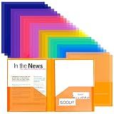 EOOUT Clear Folders with 2 Pockets, 24pcs Plastic Pocket Folders for Office Students and School, Letter Size, A4 Size, 8 Assorted Colors