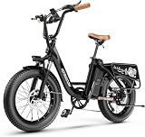 EUY 1500W Peak Electric Bike for Adults, 48V 20Ah Removable Battery Max Range 80Miles Electric Bicycle, 20×4.0" Fat Tire Ebike,Fast Cargo Ebikes,Commute Mountain Step Thru E-Bike
