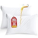 Utopia Bedding Set of 2 Waterproof Pillow Protectors with Zipper Queen Size (White), Ultra Soft Pillow Covers, Bed Bug and Dust Mite Proof Pillow Encasements, Moisture Wicking Pillow Cases