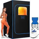 X-Vcak Upgraded Portable Sauna Box of Relaxation, Detoxification, Steam Sauna for Home with Steamer, Pairs Remote Control, Folding Chair, 9 Levels, 2.6’ x 2.6’ x 5.9’