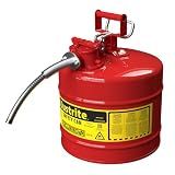 Justrite Type II Gasoline Safety Can, Red Galvanized Steel, FM Approved