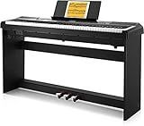 Donner DEP-20 Beginner Digital Piano 88 Key Full Size Weighted Keyboard, Portable Electric Piano with Furniture Stand, 3-Pedal Unit