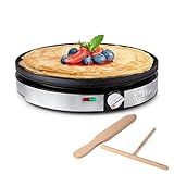 Gourmia 12” Crepe Maker – Nonstick Electric Griddle for Pancakes, Omelets & More, Precise Temp Control with Indicator Lights, Includes Spatula & Batter Spreader, Quick Cleanup, Stainless Steel Trim
