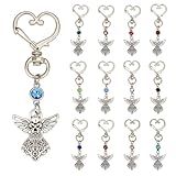 PH PandaHall 12 Colors Angel Keychain with Birthstone Guardian Angel Keyring Memorial Key Chain Silver Bag Charms Wedding Favors Key Ring for Women Backpack Baptism Prayer Blessing Birthday Gift