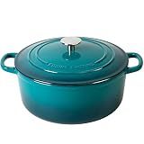 EDGING CASTING Dutch Ovens with Lid, Enameled Cast Iron Covered 5.5 Quart Dutch Oven with Dual Handle, Darkcyan