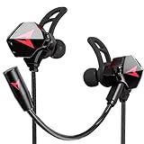 KASOTT Battle Buds Pro in-Ear Gaming Headset with Dual Microphone, Mute and Volume Control, Wired Earphones for Mobile Gaming, Nintendo Switch, Xbox One, PS, PC (New-Black)