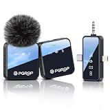 PQRQP 3 in 1 Wireless Mini Microphone for iPhone, Android, Camera,328ft Range, 18H Battery Life,High-Fidelity Audio Clip on Mic for Content Creators-Soot Black