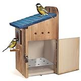 Blue Bird Houses for Outside with Gift Box - Durable Birdhouses for Outdoors with Clear View Panel & Predator Guard for Bluebird Wren Swallow Finch Chickadee Cardinal