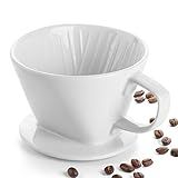 DOWAN Pour Over Coffee Maker, Non-Electric Pour Over Coffee Dripper, Manual Brew Maker, Single Cups Porcelain Slow Brewing Accessories for Gifts,White