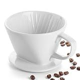 DOWAN Pour Over Coffee Maker, Non-Electric Pour Over Coffee Dripper, Manual Brew Maker, Single Cups Porcelain Slow Brewing Accessories for Gifts,White