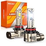 SEALIGHT L2S 9012 LED Light Bulbs, 10X 45000LM Super Brighter 6500K Cool White, 9012/HIR2 LED Bulb with 25000RPM Fan, 1:1 Mini Size, 70000Hrs Long Lifespan with IP68, Plug N Play, Pack of 2