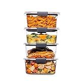 Rubbermaid Brilliance BPA Free Airtight Food Storage Containers with Lids, Set of 4 (4.7 Cup) Ideal for Lunch, Meal Prep, and Leftovers