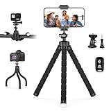 UBeesize Flexible Mini Phone Tripod, Portable and Adjustable Camera Stand Holder with Wireless Remote and Universal Clip, Compatible with Cellphones, Sports Cameras