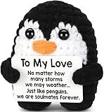 Gifts for Him Her Boyfriend Girlfriend, To My Love Handmade Crochet Penguin Present, Wedding Anniversary Birthday Gift for Women Men, Romantic Christmas I Love You Gift for Couples Wife Husband