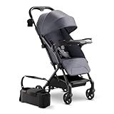 Mompush Lithe V2 Lightweight Stroller with Snack Tray & Organizer, Ultra-Compact Fold & Airplane Ready Travel Stroller, Near Flat Recline Seat, Cup Holder, Raincover & Travelbag Included