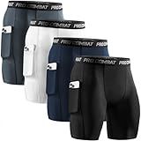Niksa 4 Pack Compression Shorts Men with Pocket, Spandex Running Shorts Sport Athletic Workout Performance Underwear
