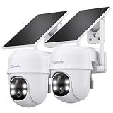 Cinnado 2K Solar Wireless Outdoor Cameras for Home Security White B6 2Pack