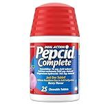 Pepcid Complete Acid Reducer + Antacid for Acid Reflux, 10mg Famotidine, 800mg Calcium Carbonate & 165mg Magnesium Hydroxide per Heartburn Medicine Tablet, Antacid Chews, Berry, 25 ct