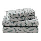Woolrich Cotton Sheet Set Cottage Charms Print, 100% Cotton Flannel Sheets Warm & Fuzzy Bedding Set Queen Size Sheets, Fitted Pocket Fits Up to 14" Mattress, Queen Pine Branches, 4 Piece