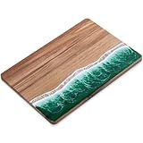 maudibozz Resin Cutting Board,Ocean Charcuterie board,handmade board for Fruit Cheese and meat, Vegetable, Kitchen, Gift (Green Wave)