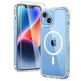 TAURI 2 in 1 Magnetic for iPhone 14 Case Clear, [Compatible with MagSafe] with Screen Protectors, Military-Grade Drop Protection Shockproof Slim 14 Cover 6.1 Inch