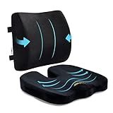SAIREIDER Seat Cushion and Lumbar Support Pillow for Office Chair, Memory Foam Car Seat Cushions Back Support Pillows, Help Relieve Pain of Back, Lumbar, Tailbone and Sciatic Nerve(Black)