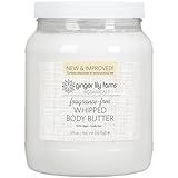 Ginger Lily Farms Botanicals Whipped Body Butter for Dry Skin, Ultra-Hydrating, 100% Vegan & Cruelty-Free, Fragrance-Free, 59 Ounces