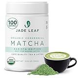 Jade Leaf Matcha Organic Ceremonial Grade Barista Blend Matcha Powder - 100% Pure Japanese Premium First Harvest Green Tea for Lattes from Uji and Kagoshima, 100g / 3.53 Ounce (Pack of 1)