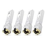 4Pack SFP+ to RJ45 10Gb,10GBASE-T Copper Module Mini-GBIC Transceiver for Cisco SFP-10G-T-S, Ubiquiti UF-RJ45-10G, Netgear, Mikrotik, D-Link, Supermicro, TP-Link, Linksys, CAT6A/CAT7, up to 98FT(30M)