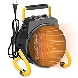 Space Heaters for Outdoor Use, 1500W PTC Electric Greenhouse Heater with Overheat Protection, 90°Adjustable Angle, Fast Safety Heat, Small Portable Heaters for Garage, Patio（Black）