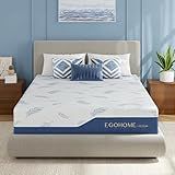 EGOHOME Medium Queen Mattress 12 Inch Memory Foam Mattresses Bed in a Box with Gel Foam and Removeable Fiberglass Free Cover for Cool Sleep and Back Pain Relief, CertiPUR-US Certified, Blue