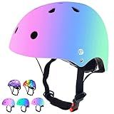 JEEFREE Adjustable Color Gradient Toddler Kids Bike Helmet for 3-5-8-14+Ages Girls Boys.Skateboard Bicycle Toddler Helmet 2-4 Years for Multi-Sports Cycling Scooter Inline Roller Skates Rollerblading