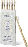 PANDALIVING Bamboo Toothbrushes with Plant-Based Soft Bristles 6 Pack, Ergonomic Non-Slip Grip Toothbrushes, Eco-Friendly Wooden Natural Toothbrush