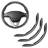 Amiss 3pcs Carbon Fiber Anti-Skid Steering Wheel Cover, Waterproof & Segmented Butterfly Design, Universal 99% Vehicle Wheel Cover Protector, Car Interior Accessories (Black-3pcs)