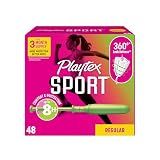 Playtex Sport Tampons Regular, with 360 Leak Defense, Fragrance Free, 48 ct