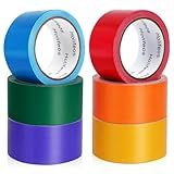 Holifeos Colored Duct Tape - 6 Rolls, 2 Inch x 15 Yard Heavy Duty Tape in Yellow, Red, Orange, Blue, Purple, Green and Rainbow Patterns, Waterproof