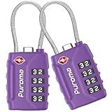 Puroma 2 Pack TSA Approved Luggage Locks, 4 Digit Combination Travel Cable Locks Resettable Code Lock with Zinc Alloy Body for Suitcase, Toolbox, Backpack, Bag, Gym Locker (Basic Purple Dark)