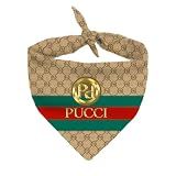 Dog Bandana Pucci Designer Fashion Clothes Scarf kercheif for Small Medium and Large Dogs. Funny Parody Gift for Girl or boy Dog Soft Durable Fabric, Adjustable tie-on Style Triangle