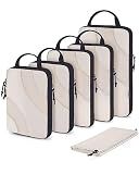 BAGSMART 6 Pc Polyester Compression Packing Cubes, White Opal