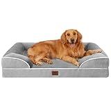 EHEYCIGA Orthopedic Dog Beds Large Sized Dog, Waterproof Memory Foam Pet Bed with Sides, Non-Slip Bottom Large Pet Bed with Washable Removable Cover, Grey