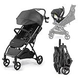 Ingenuity 3Dquickclose CS+ Compact Fold Stroller – Lightweight Stroller with Oversized Canopy, Extra-Large Storage and Compact Fold, Black