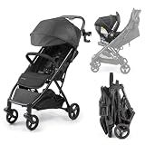 Ingenuity 3Dquickclose CS+ Compact Fold Stroller – Lightweight Stroller with Oversized Canopy, Extra-Large Storage and Compact Fold, Black