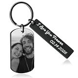 Cupike Personalized Engraved Picture Text Keychain Gifts for Men Women