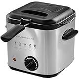 OVENTE 1.5L Electric Deep Fryer with Viewing Lid, Adjustable Temperature, Removable Basket, Cool-Touch Handle, 800W Stainless Steel, Easy to Clean, Silver FDM1501BR