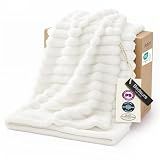Bedsure GentleSoft White Throw Blanket for Couch - Halloween Fall Decorations for Home Living Room Decor, Cozy Fleece Fall Blanket for Sofa, Birthday Gifts for Women Mom Her, Off White, 50x60 Inches